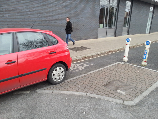 The photo for Rope Walk cars park in cycle lane westbound.